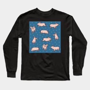 Prussian Blue Pigs Long Sleeve T-Shirt